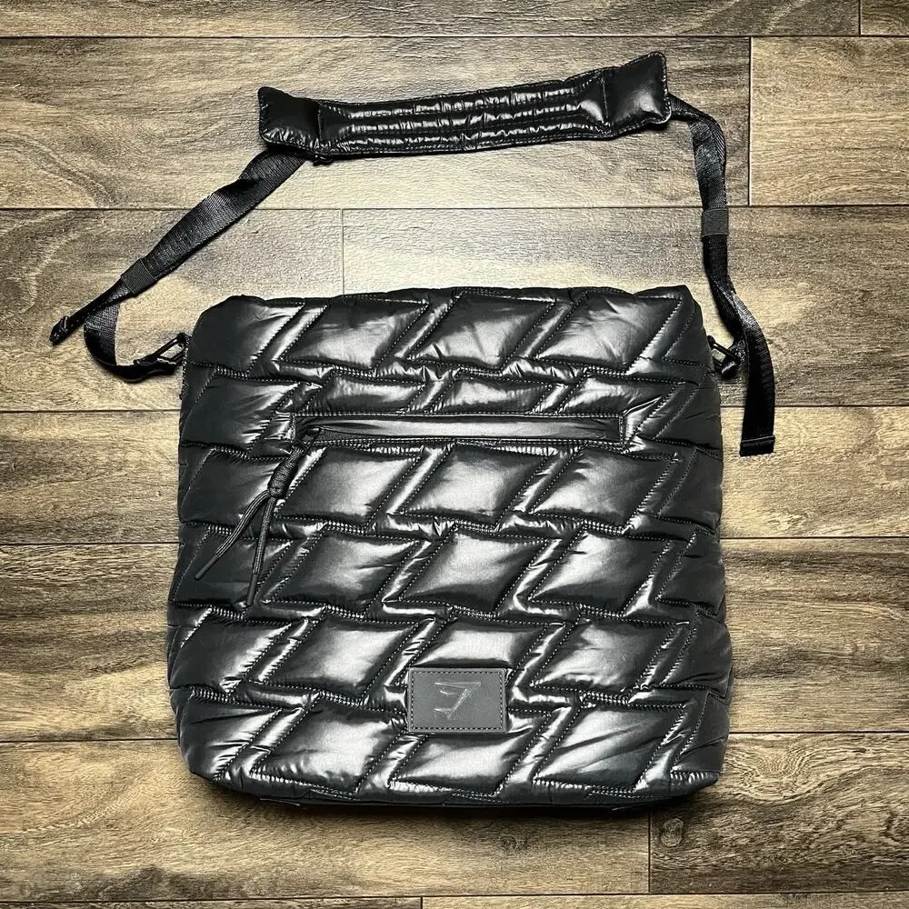 Gymshark Quilted Yoga Tote Bag Black 18L Adjustable Strap EUC